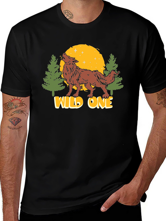 Wild One Wolf Graphic Black T-Shirt