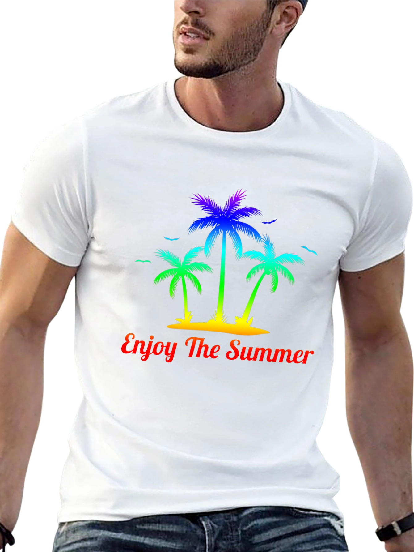 Summer Palm Tree Graphic Tee - Enjoy The Summer