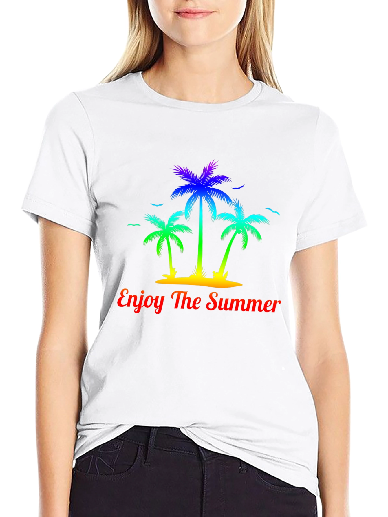 Summer Palm Tree Graphic Tee - Enjoy The Summer