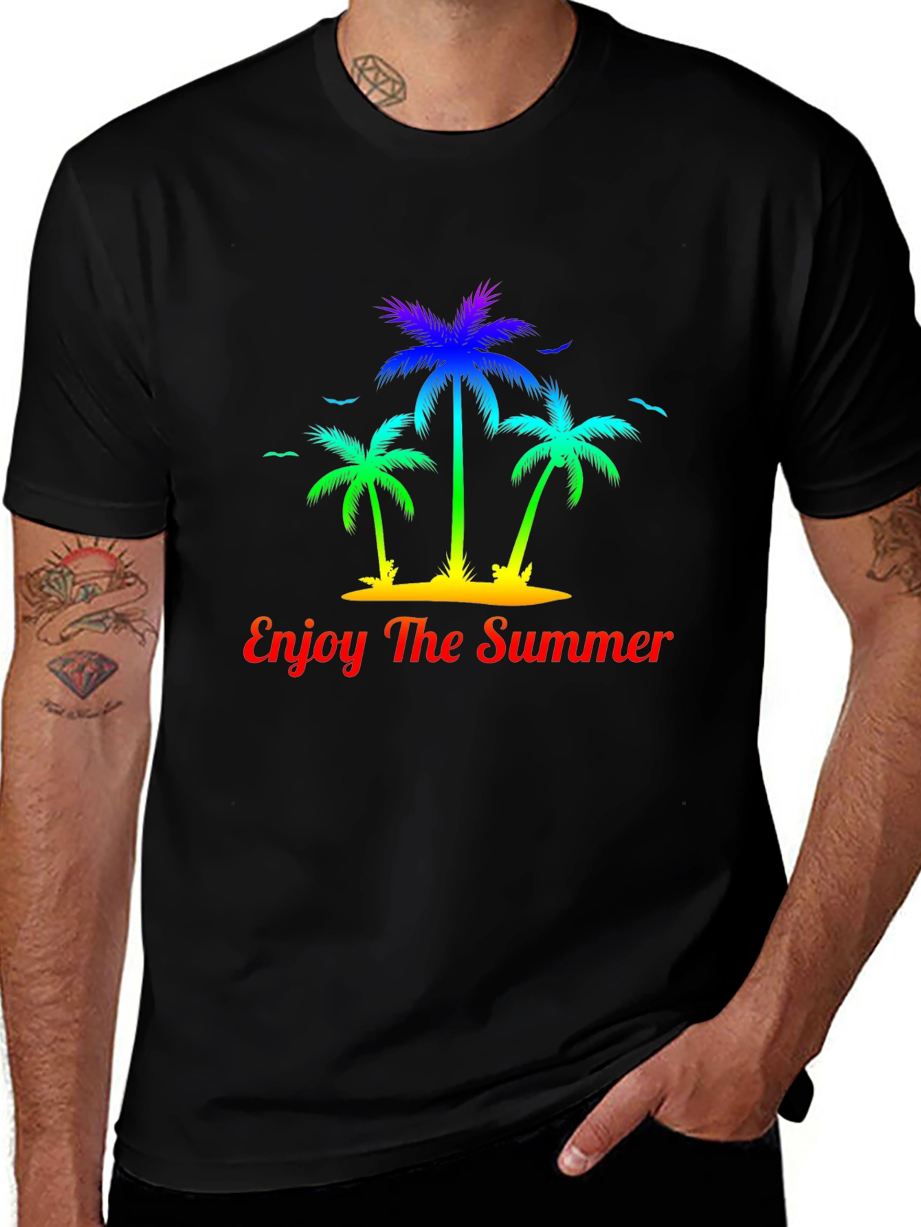 Summer Palm Tree Graphic Tee - Enjoy The Summer