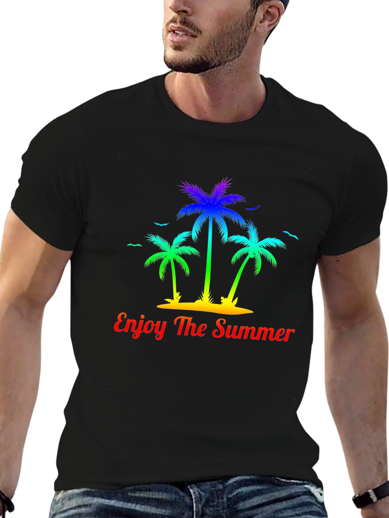 Summer Palm Tree Graphic Tee - Enjoy The Summer