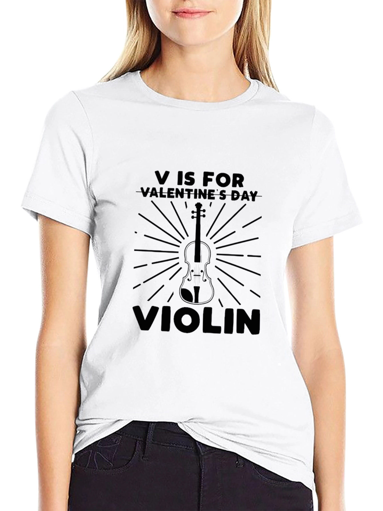 V is for Valentines Day Violin T-Shirt