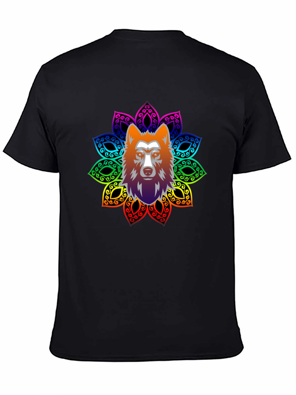 Wolf Mandala Graphic Tee - Black
