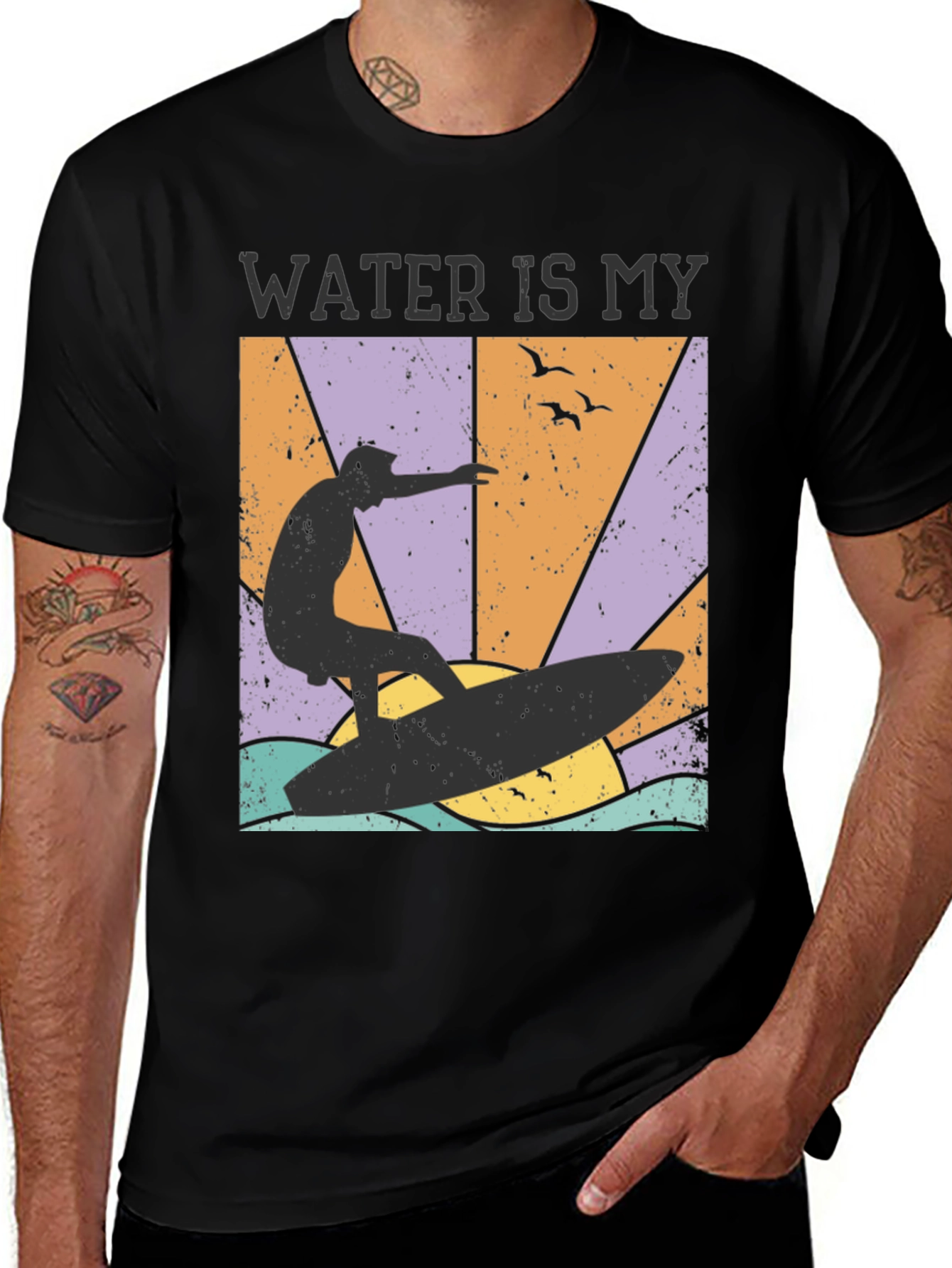Water Is My Element T-Shirt Surfer Design