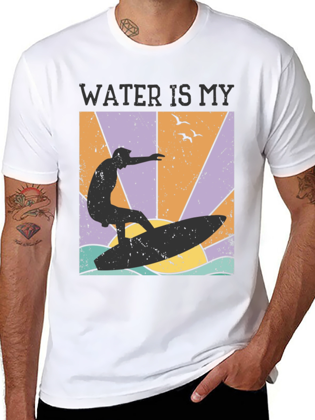 Water Is My Element T-Shirt Surfer Design