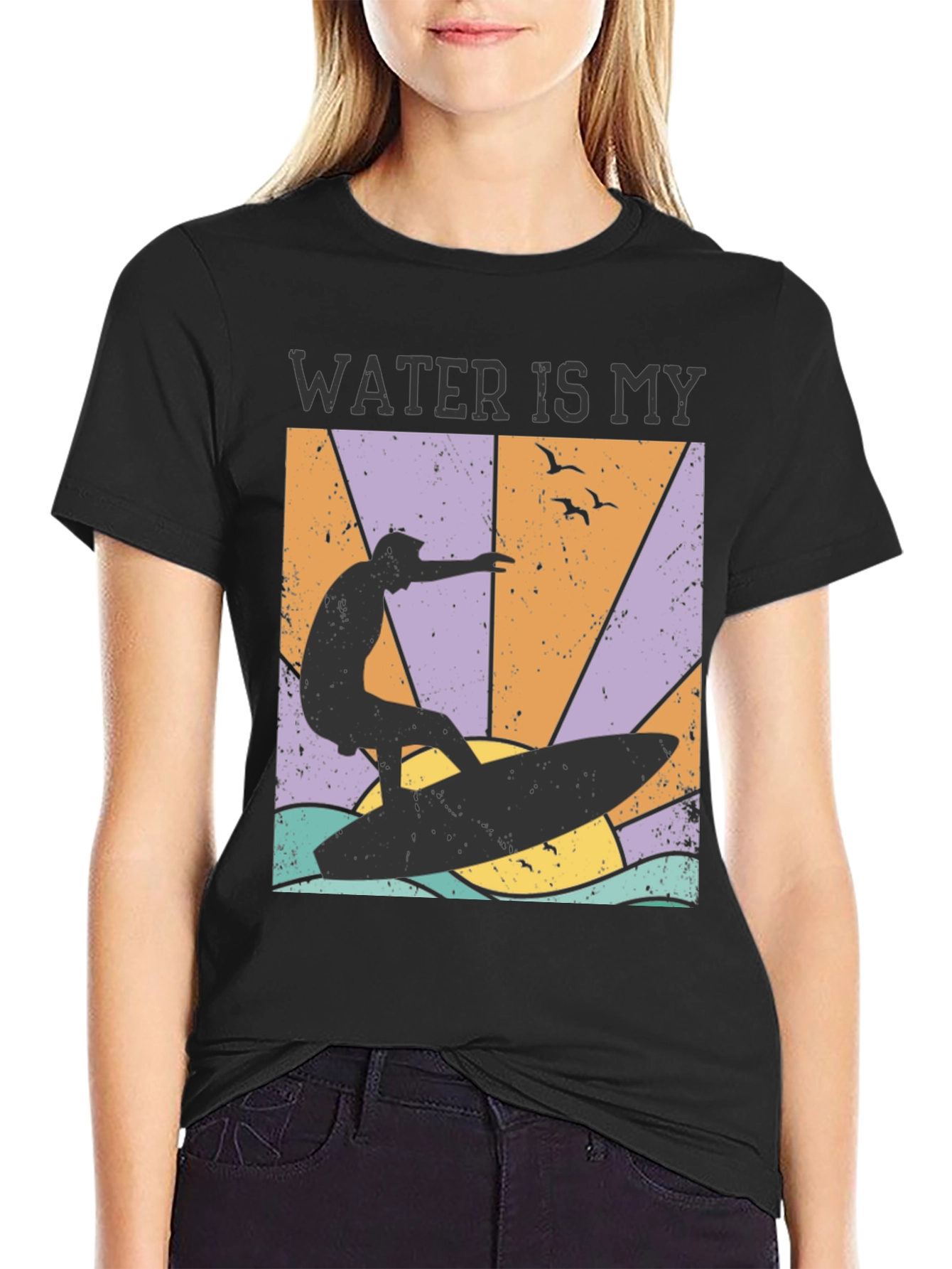 Water Is My Element T-Shirt Surfer Design