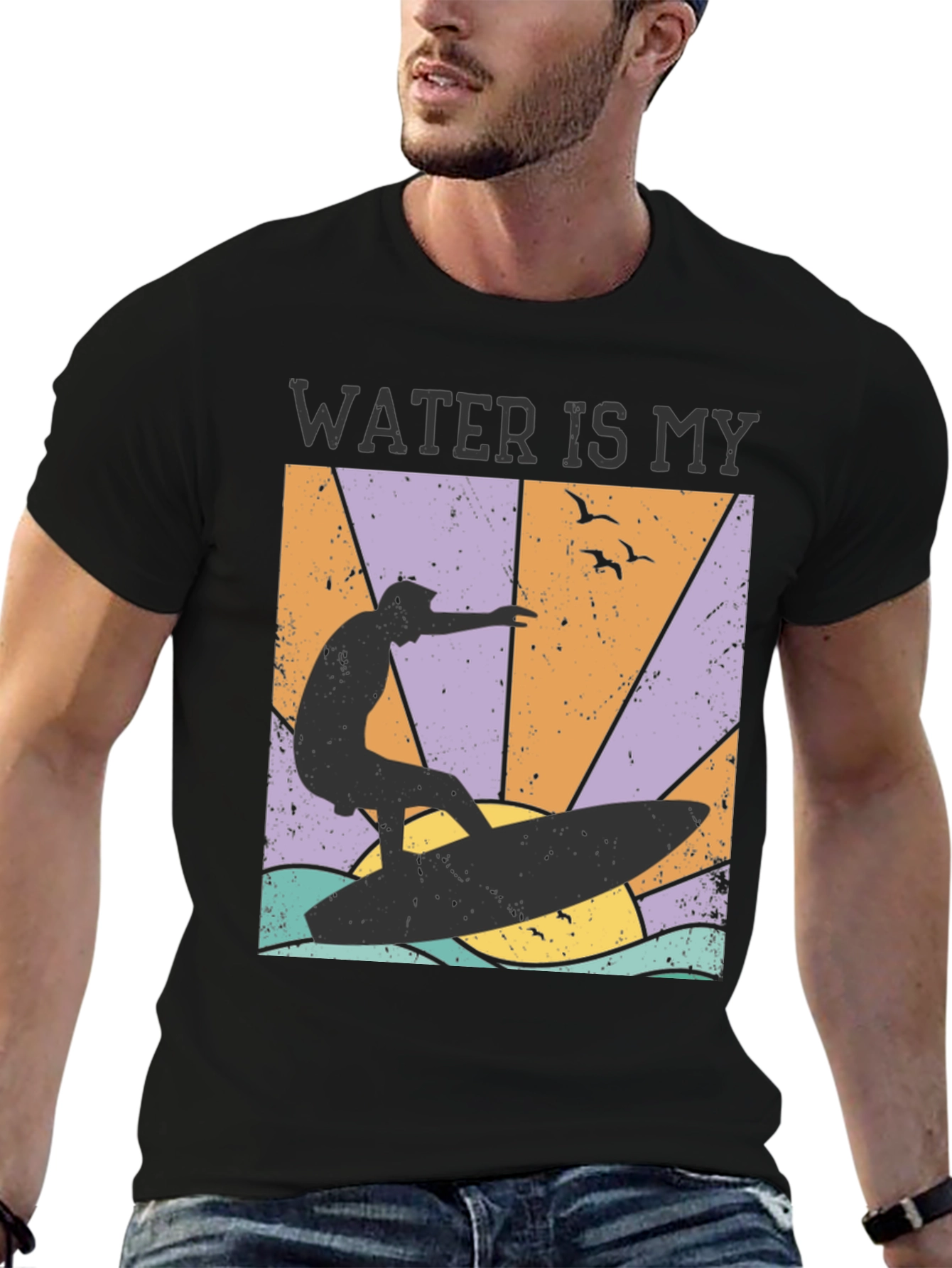 Water Is My Element T-Shirt Surfer Design