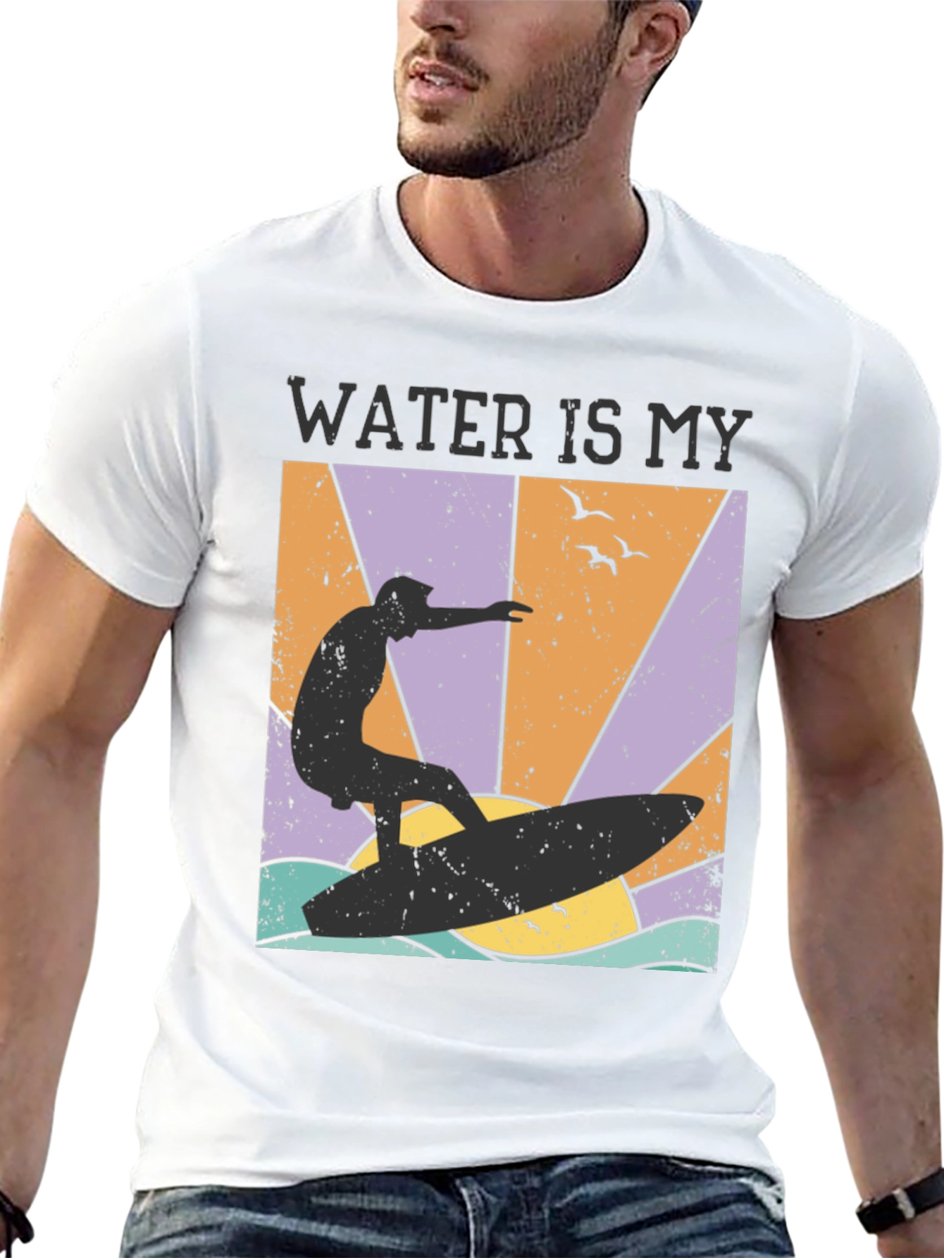 Water Is My Element T-Shirt Surfer Design