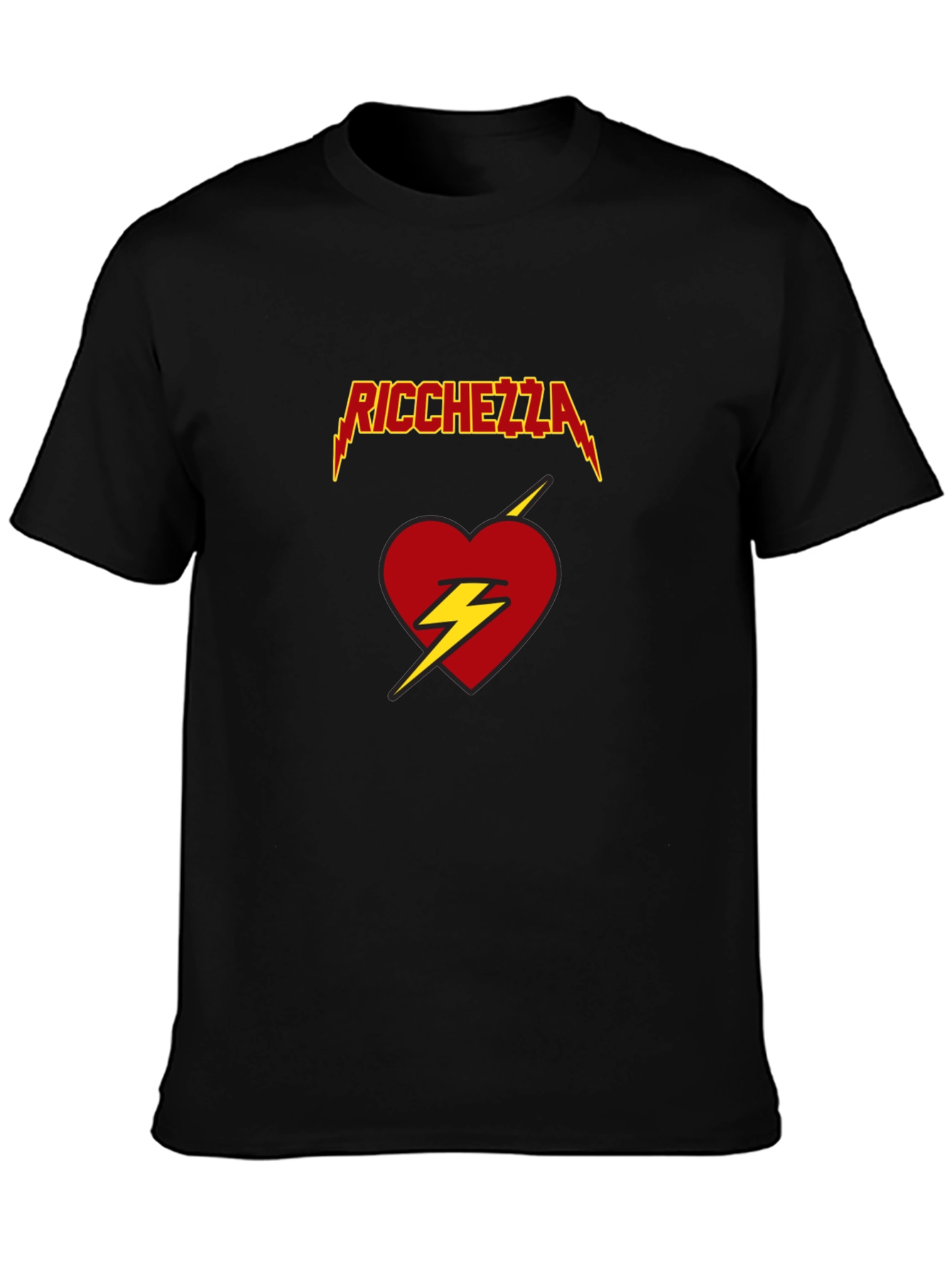 Ricchezza Heart Lightning Bolt Graphic Tee - Black