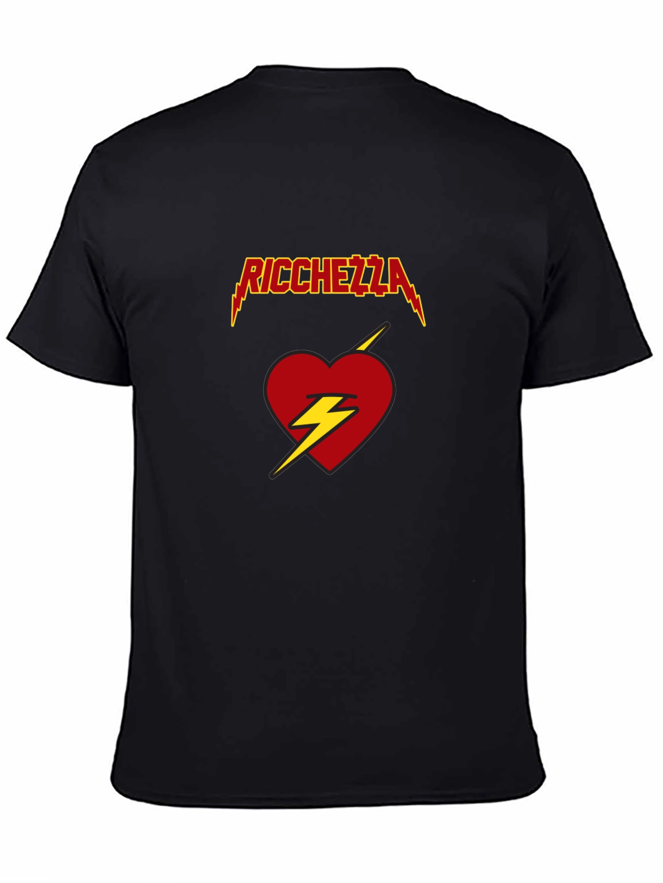 Ricchezza Heart Lightning Bolt Graphic Tee - Black