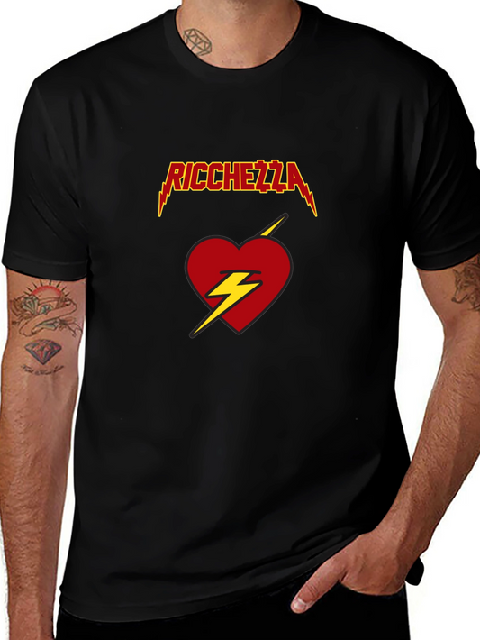 Ricchezza Heart Lightning Bolt Graphic Tee - Black