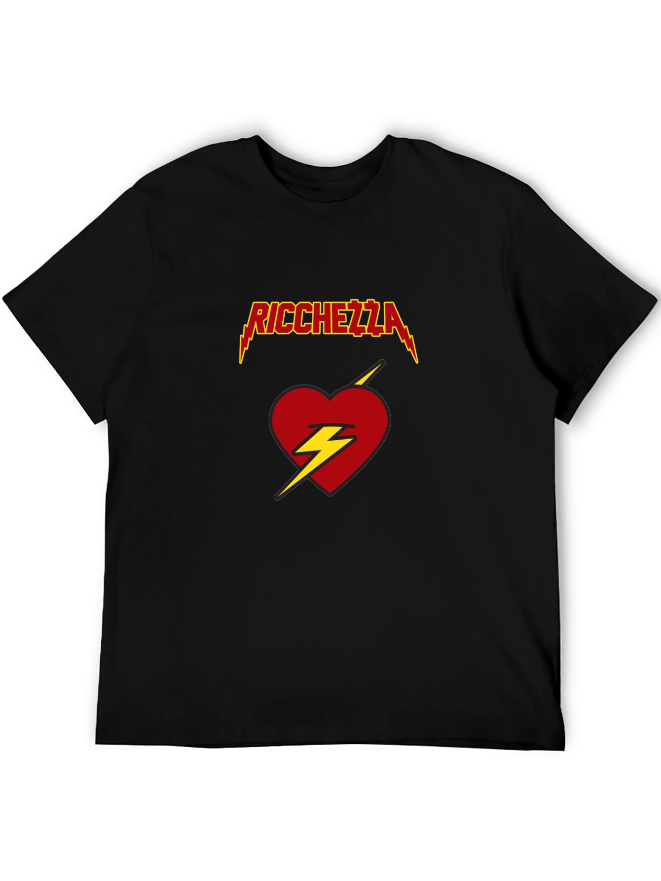 Ricchezza Heart Lightning Bolt Graphic Tee - Black