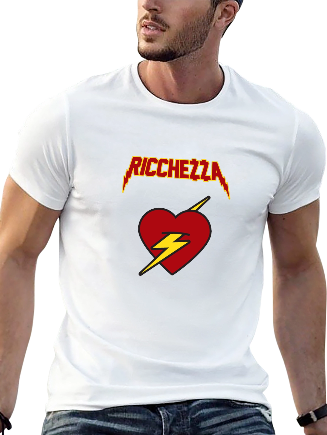 Ricchezza Heart Lightning Bolt Graphic Tee - Black