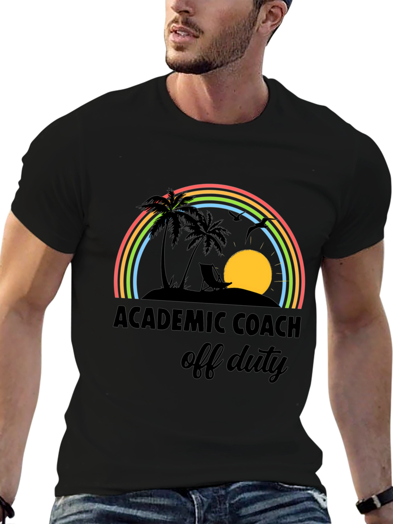 Academic Coach Off Duty T-Shirt - Tropical Rainbow Design
