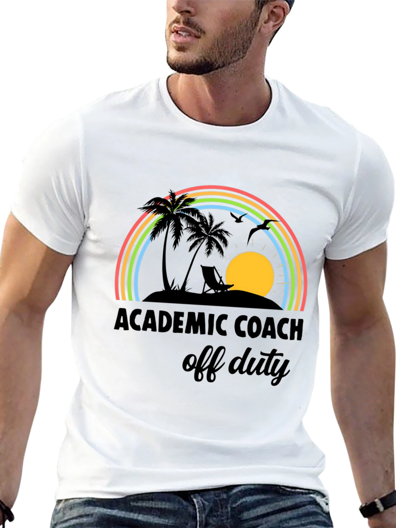 Academic Coach Off Duty T-Shirt - Tropical Rainbow Design
