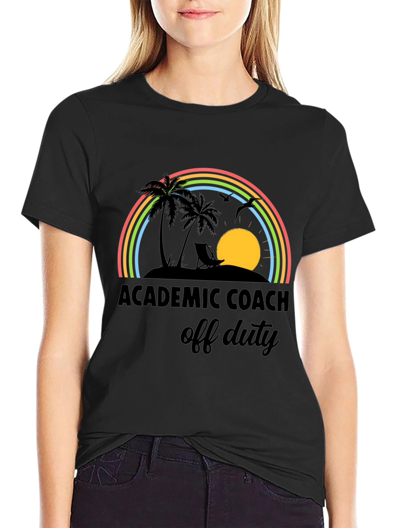 Academic Coach Off Duty T-Shirt - Tropical Rainbow Design