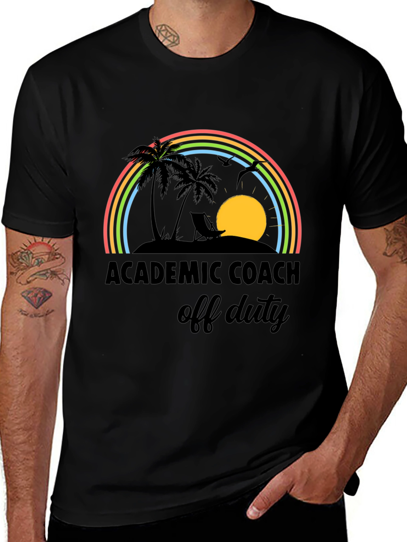 Academic Coach Off Duty T-Shirt - Tropical Rainbow Design
