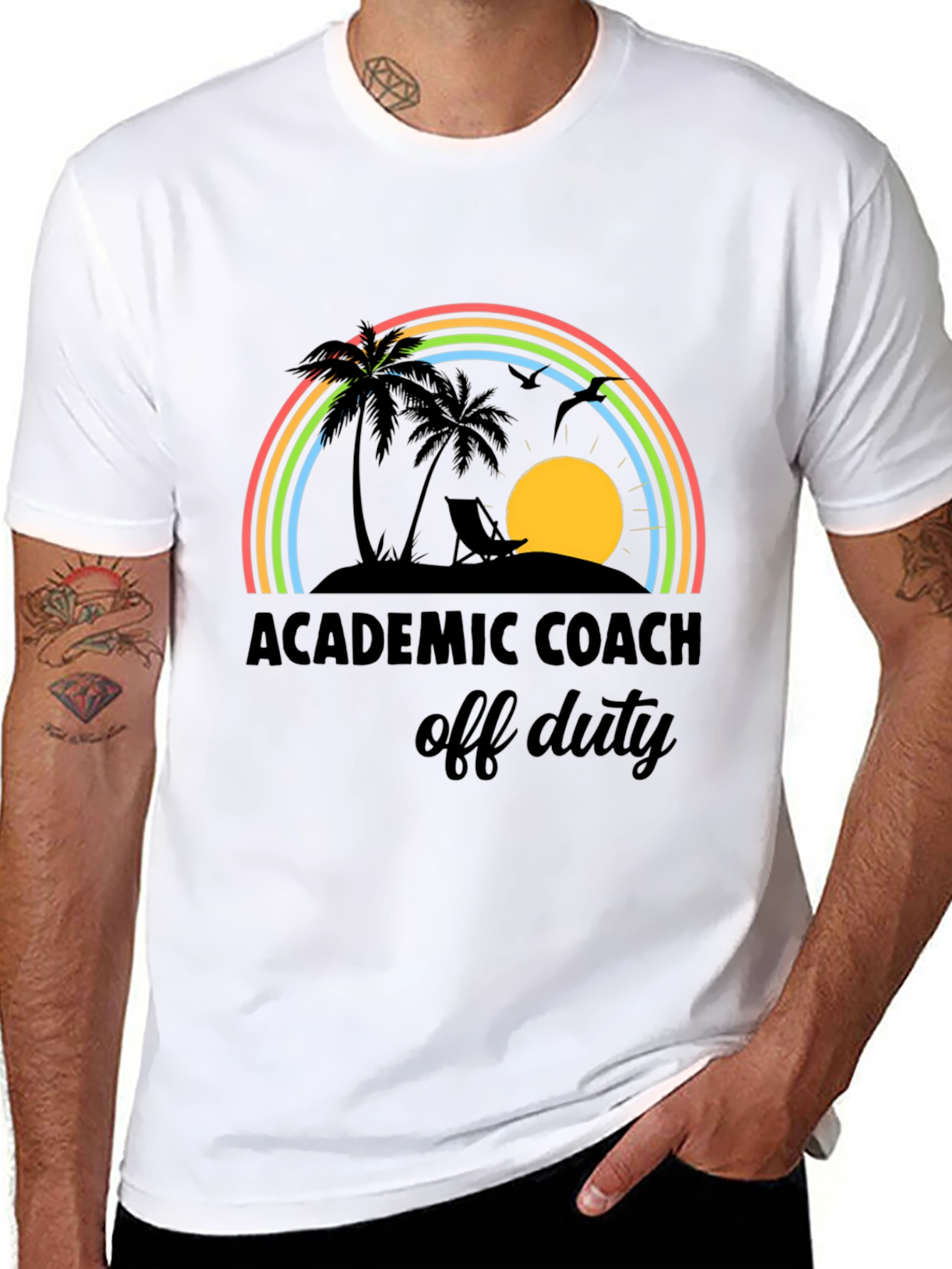 Academic Coach Off Duty T-Shirt - Tropical Rainbow Design