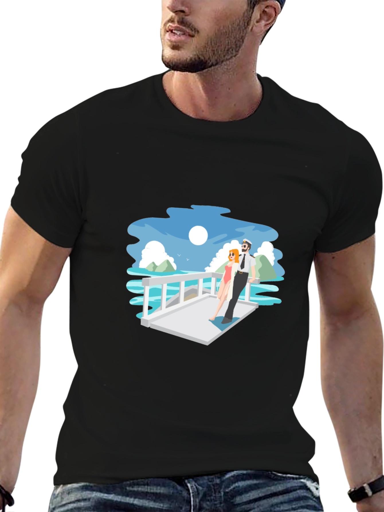 Cartoon Couple Black T-Shirt