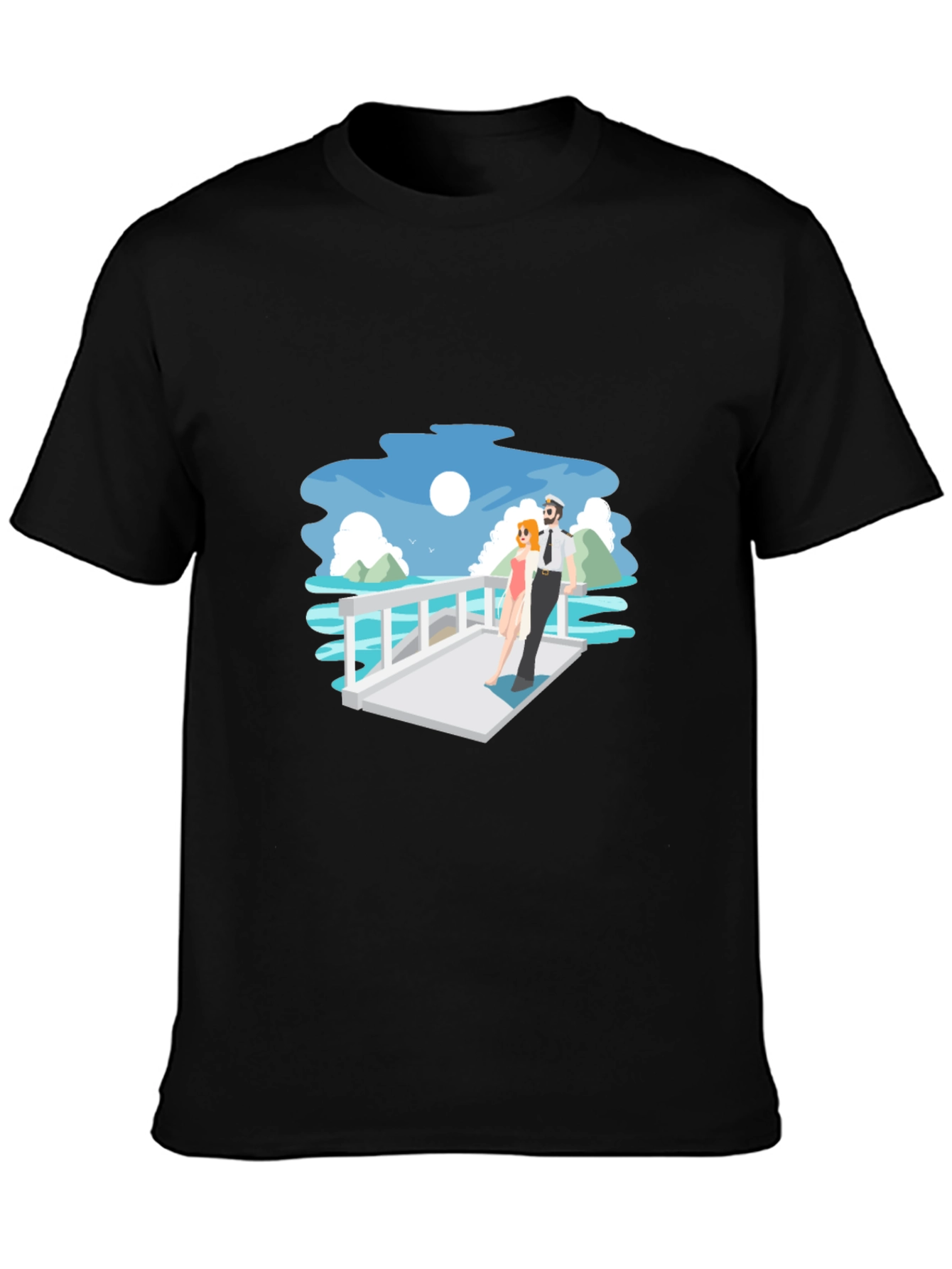 Cartoon Couple Black T-Shirt