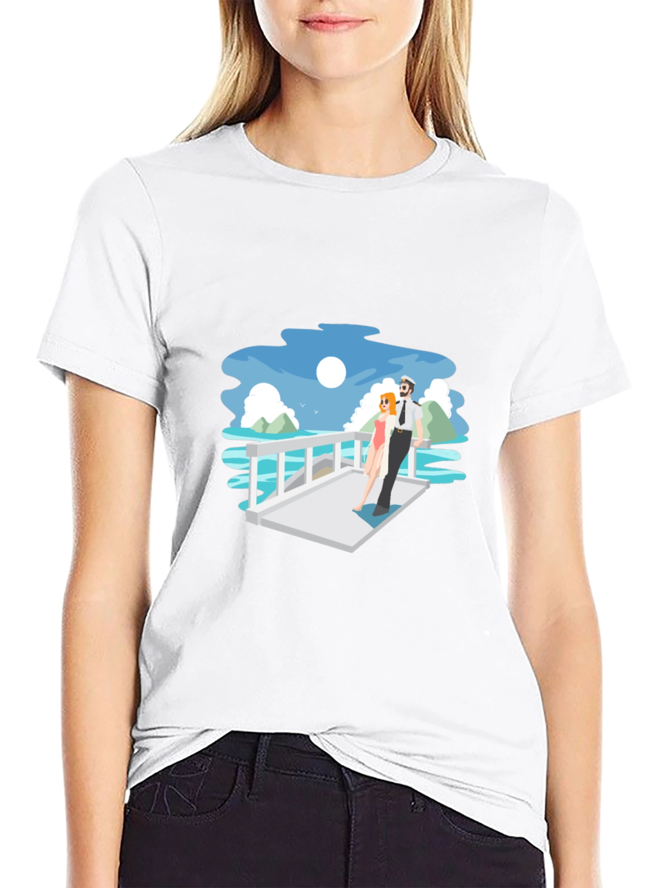 Cartoon Couple Black T-Shirt