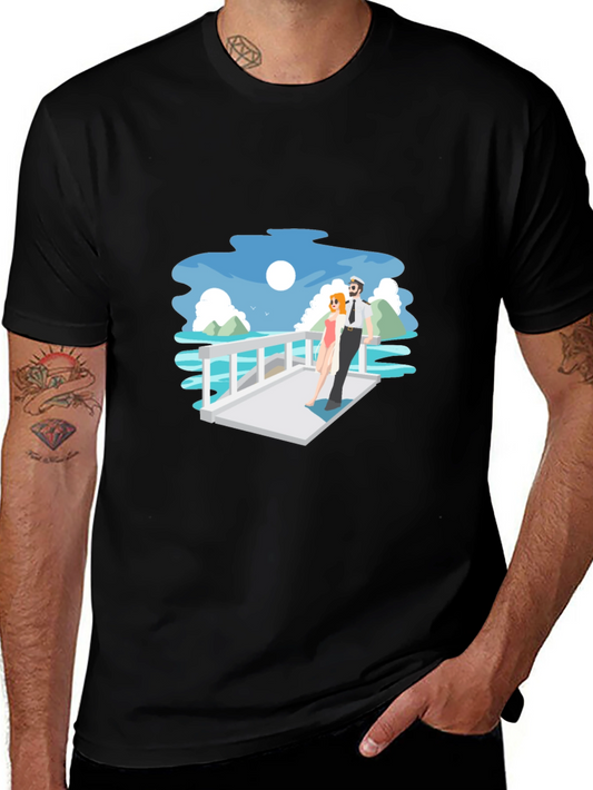 Cartoon Couple Black T-Shirt