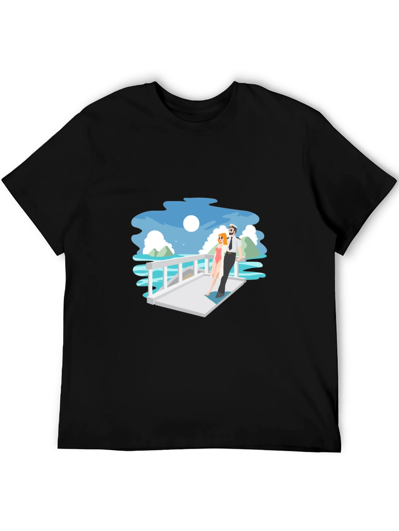 Cartoon Couple Black T-Shirt
