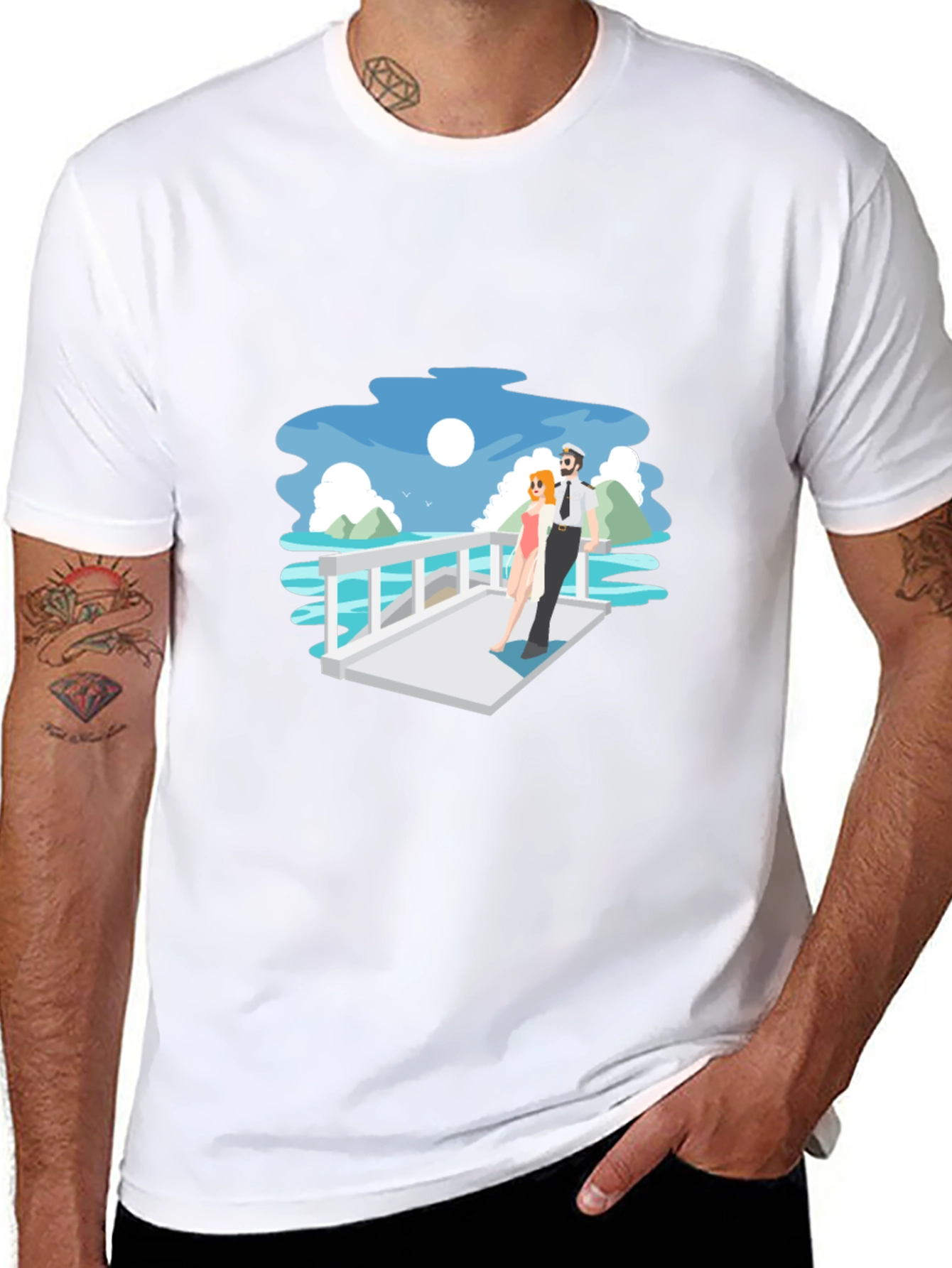 Cartoon Couple Black T-Shirt