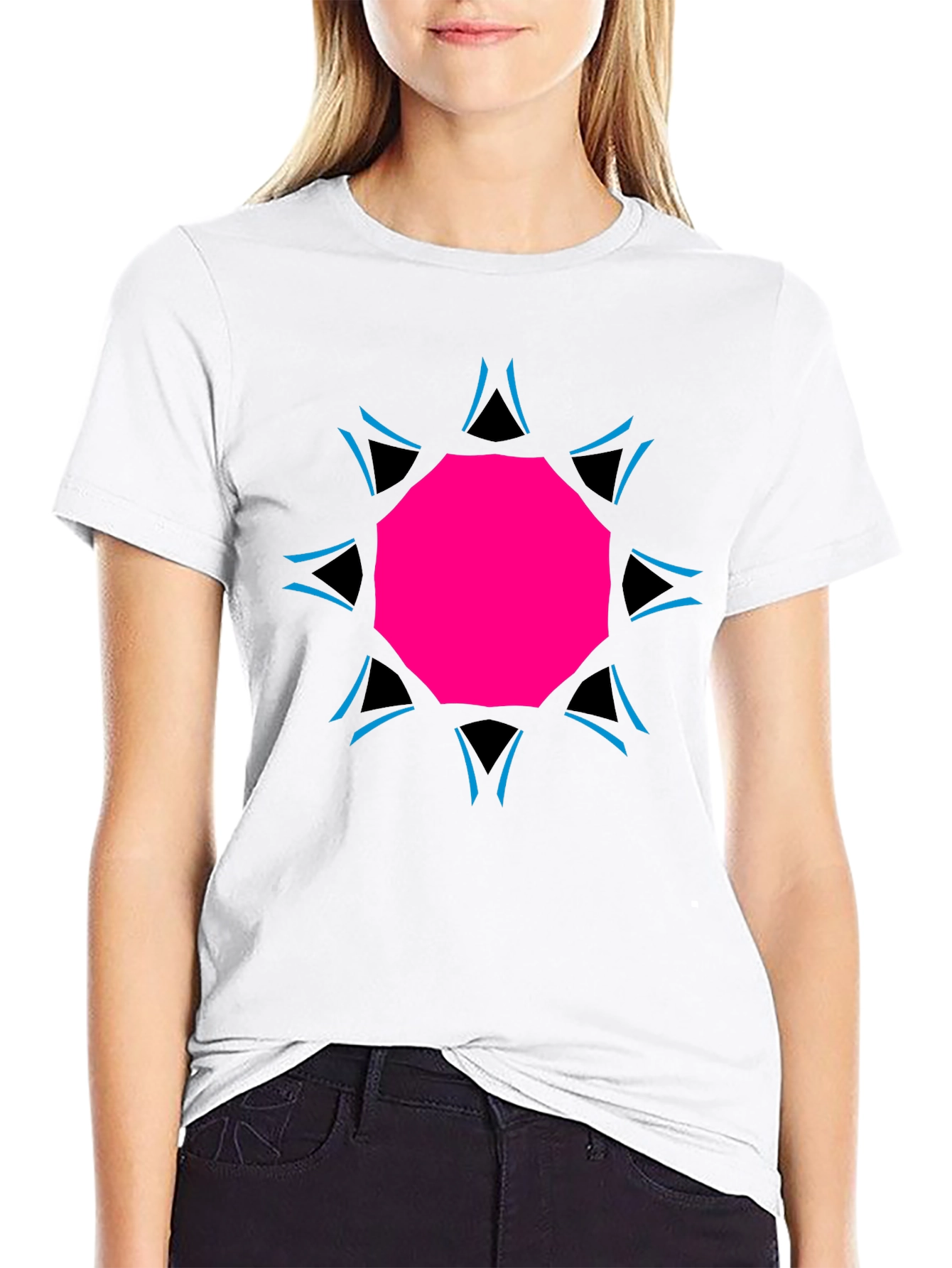 Geometric Print Black Tee