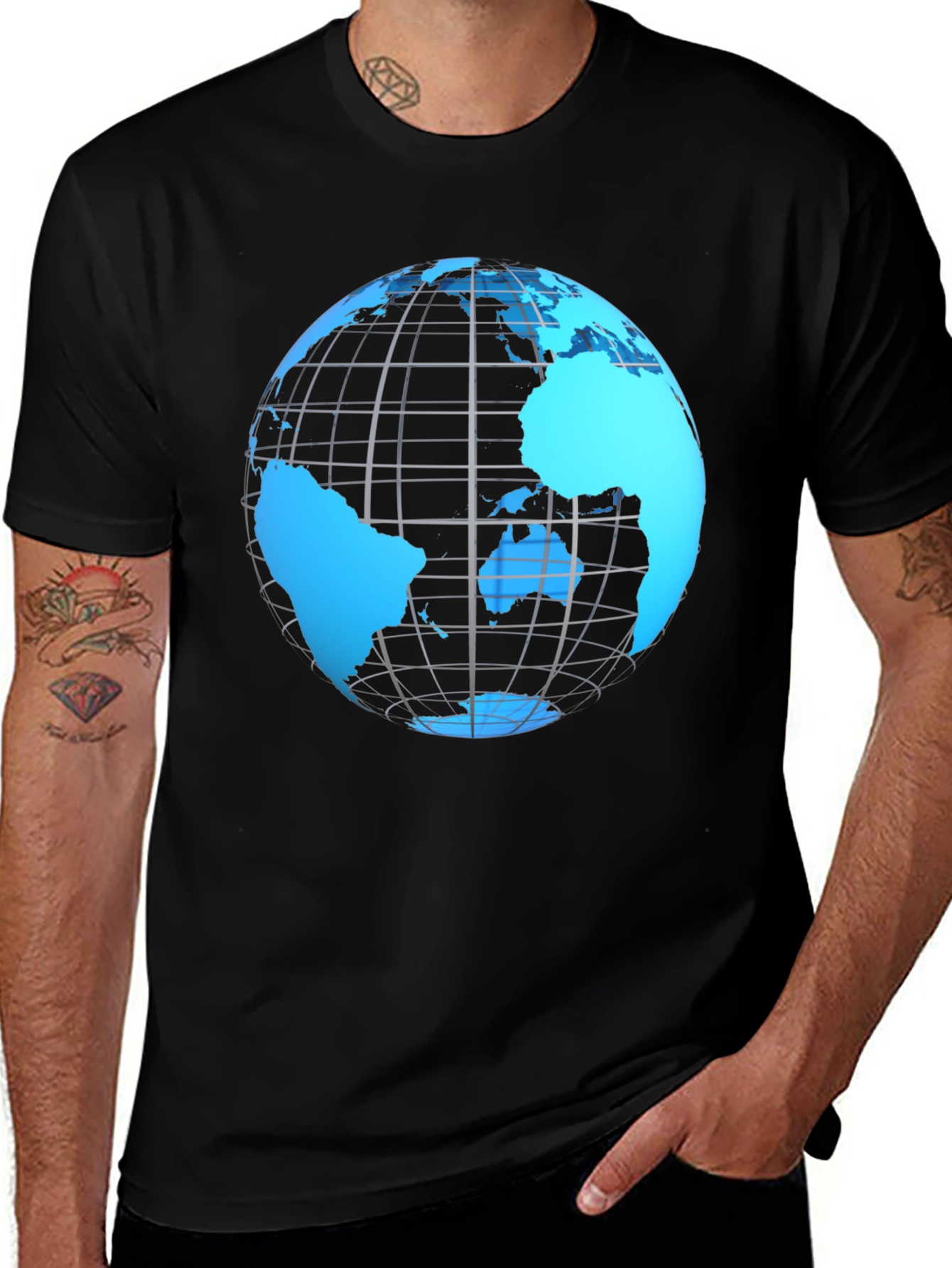 World Globe Graphic Tee - Black