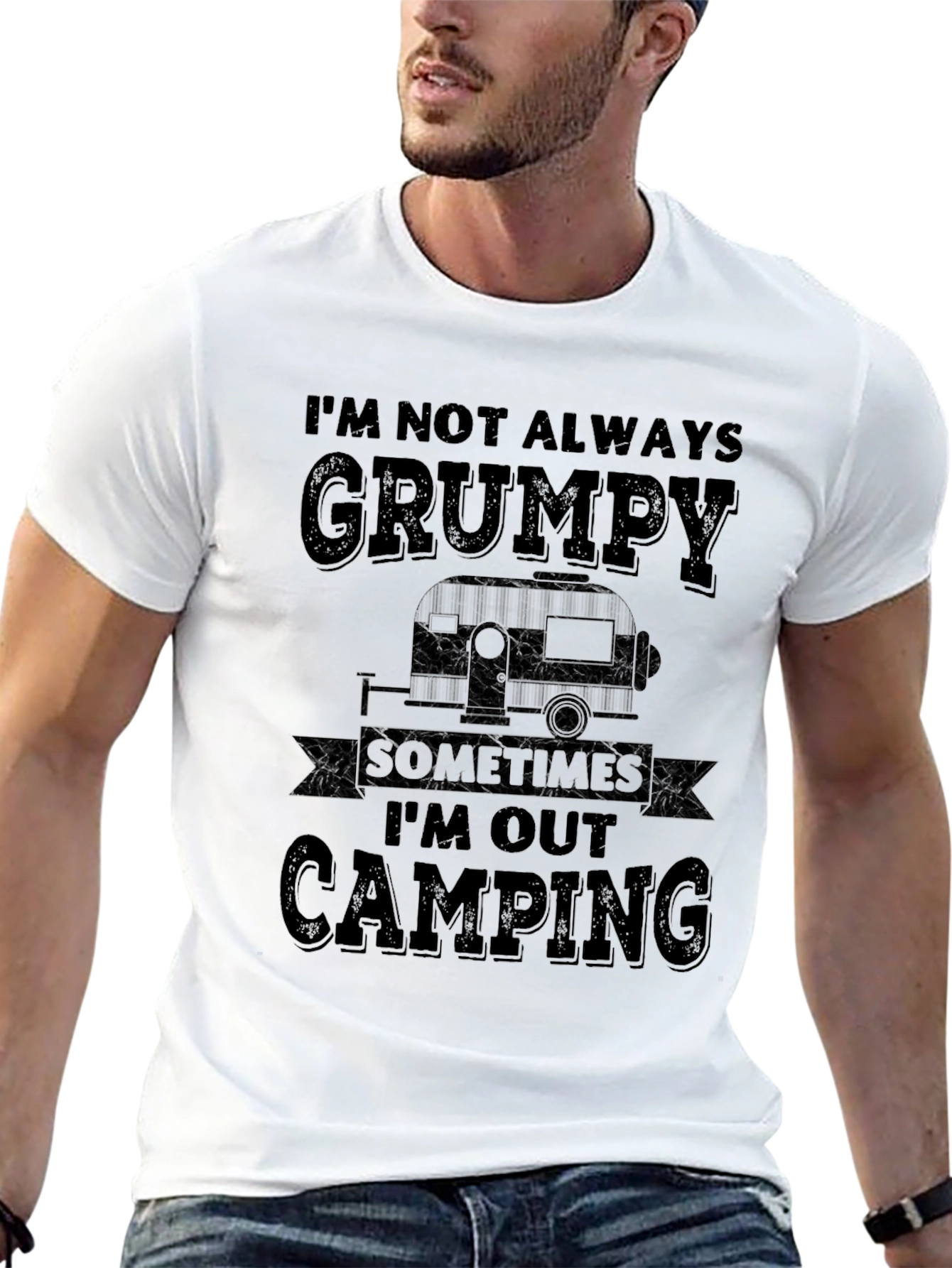 Grumpy Camping T-Shirt - Mens Black Graphic Tee