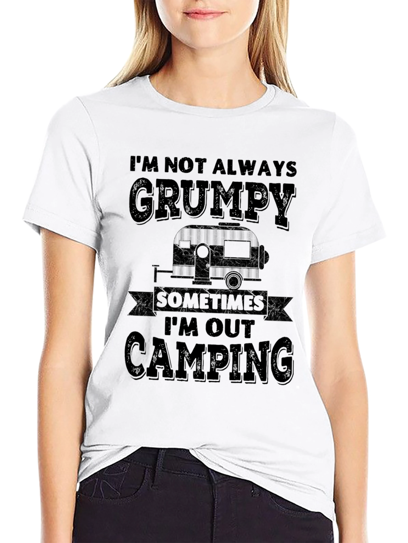 Grumpy Camping T-Shirt - Mens Black Graphic Tee