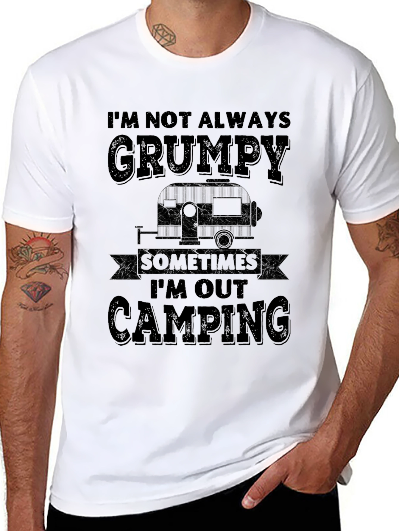 Grumpy Camping T-Shirt - Mens Black Graphic Tee