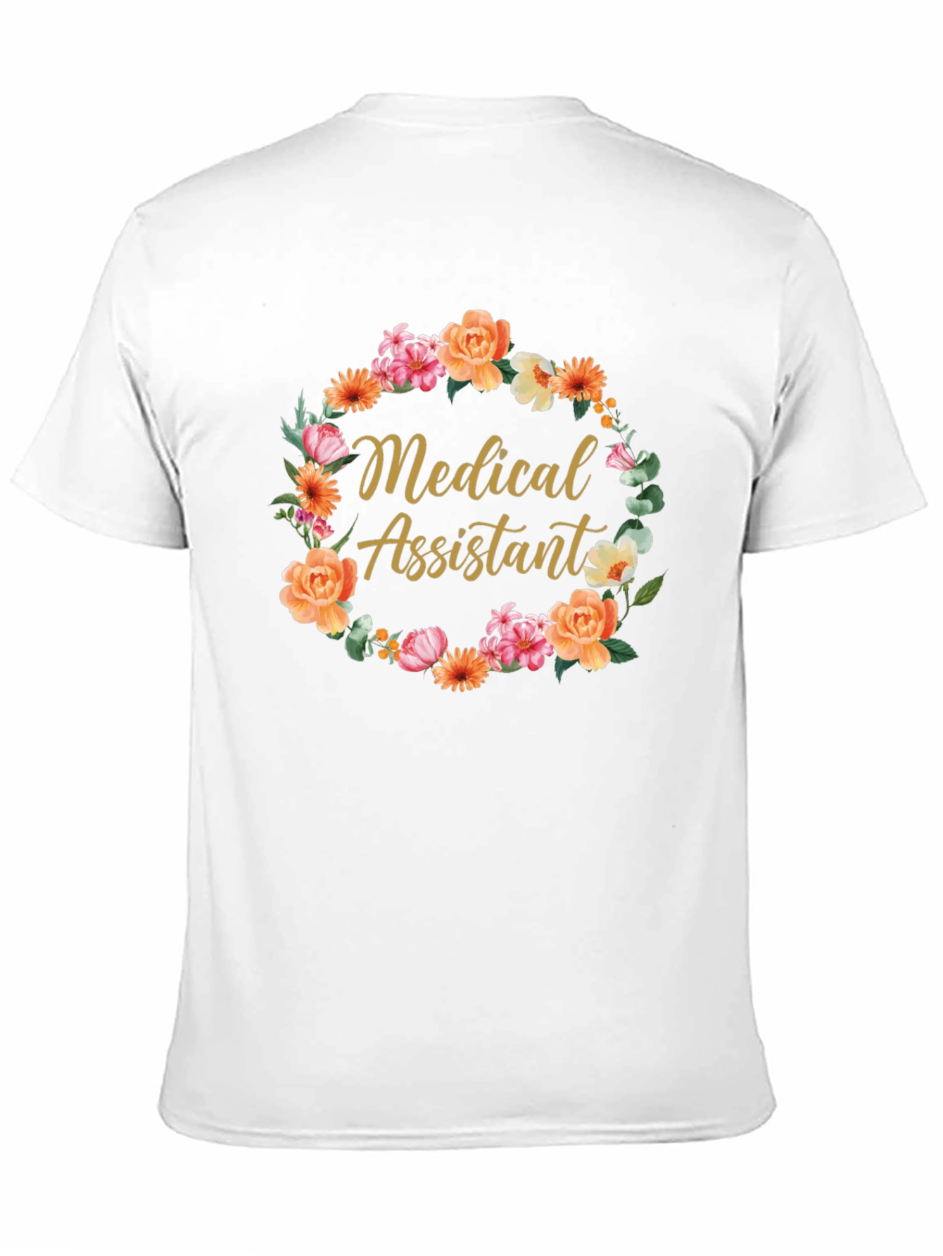 Medical Assistant Floral Wreath Black T-Shirt