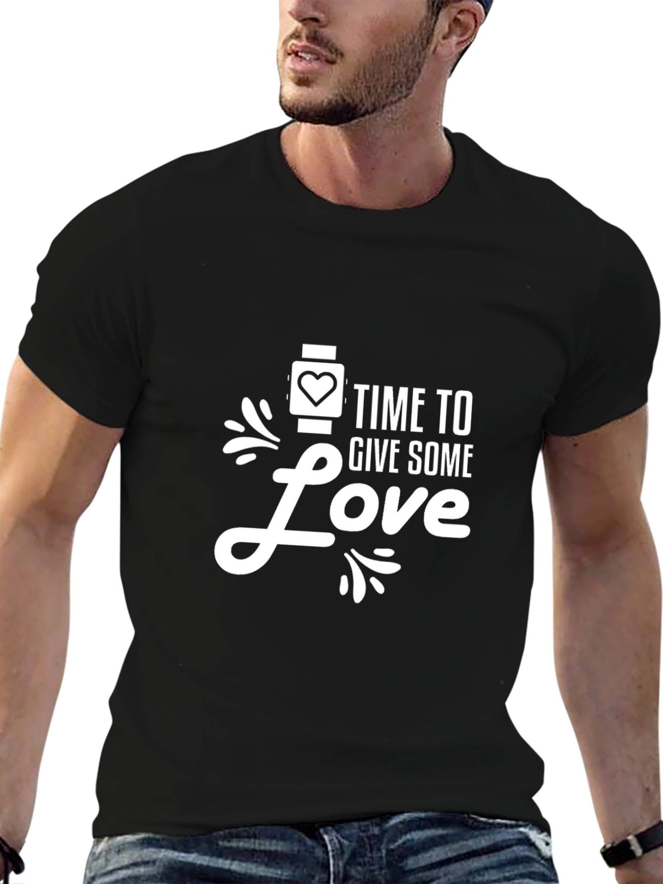 Time to Give Some Love Black Graphic Tee