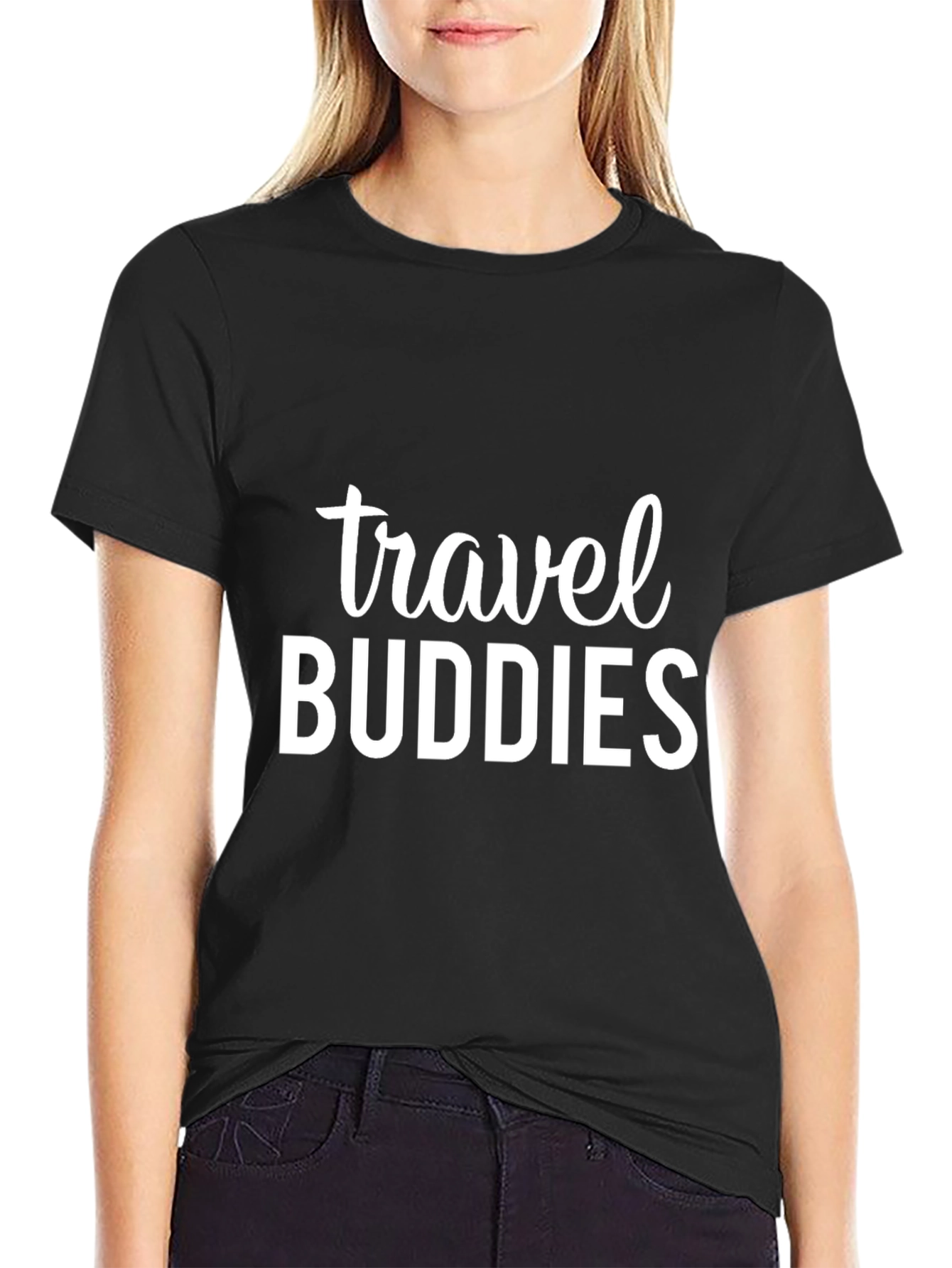 Travel Buddies Black Graphic T-Shirt