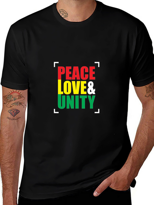 Peace Love & Unity Graphic Tee - Rasta Colors