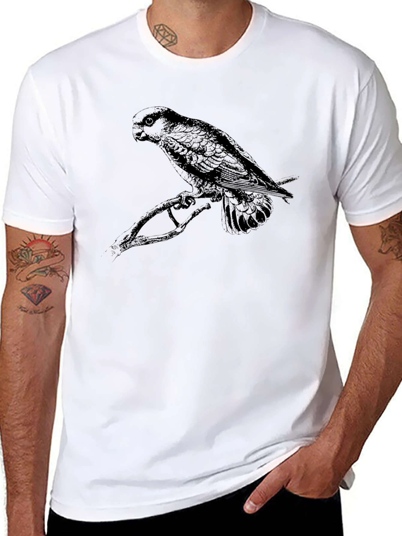 Black Bird Graphic Tee - Mens Casual T-Shirt