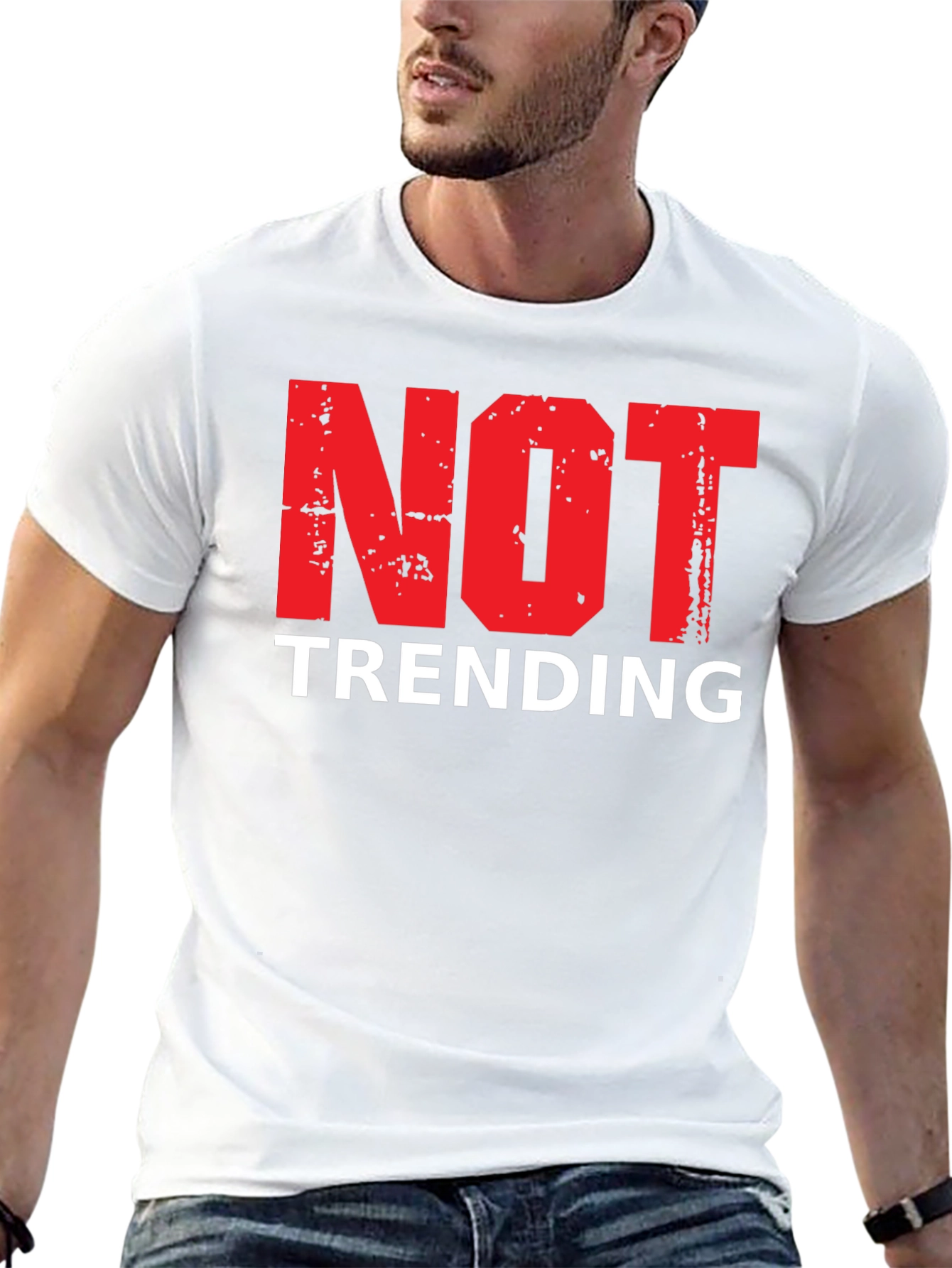 Not Trending Graphic Tee - Black Cotton