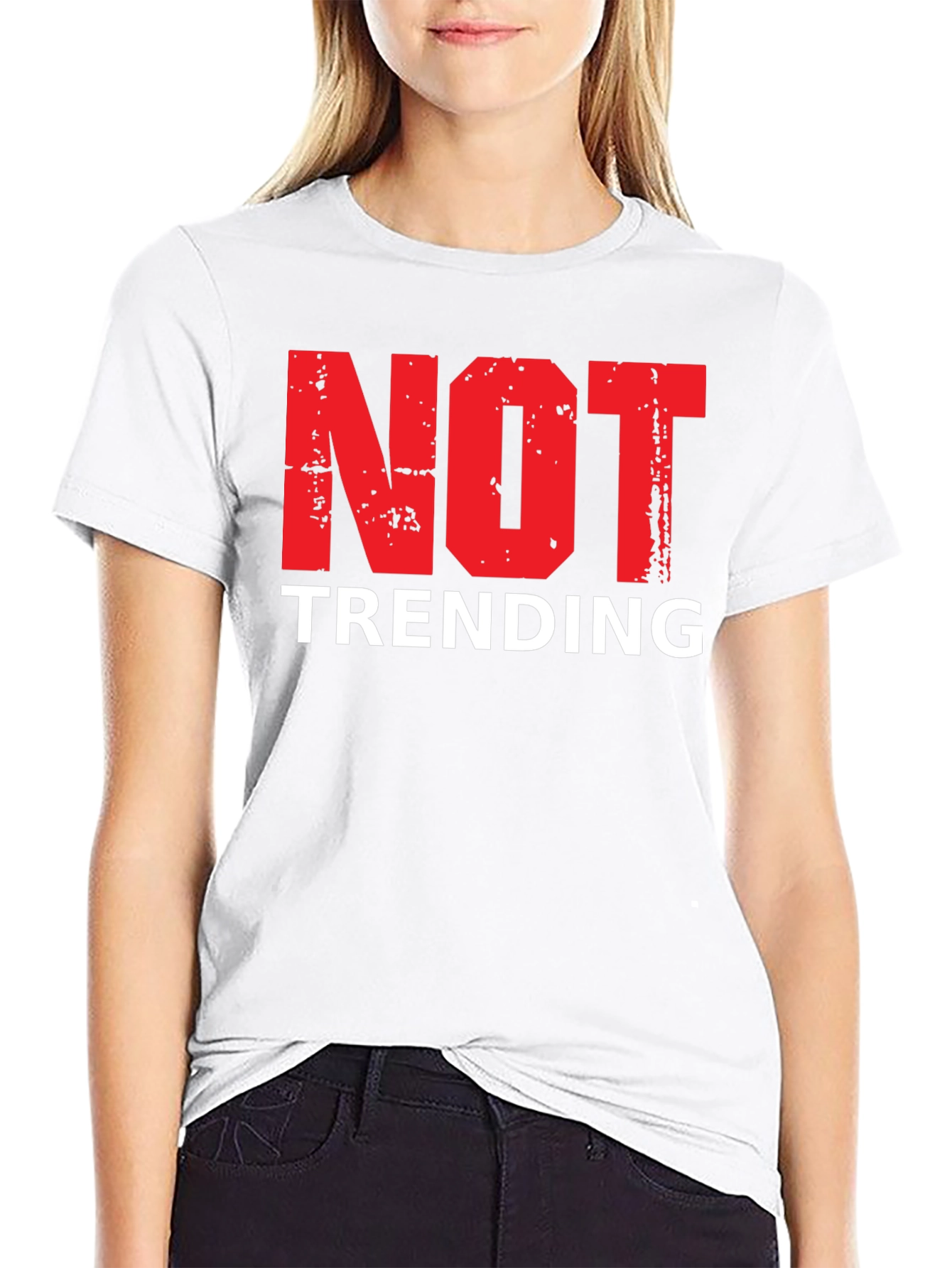 Not Trending Graphic Tee - Black Cotton