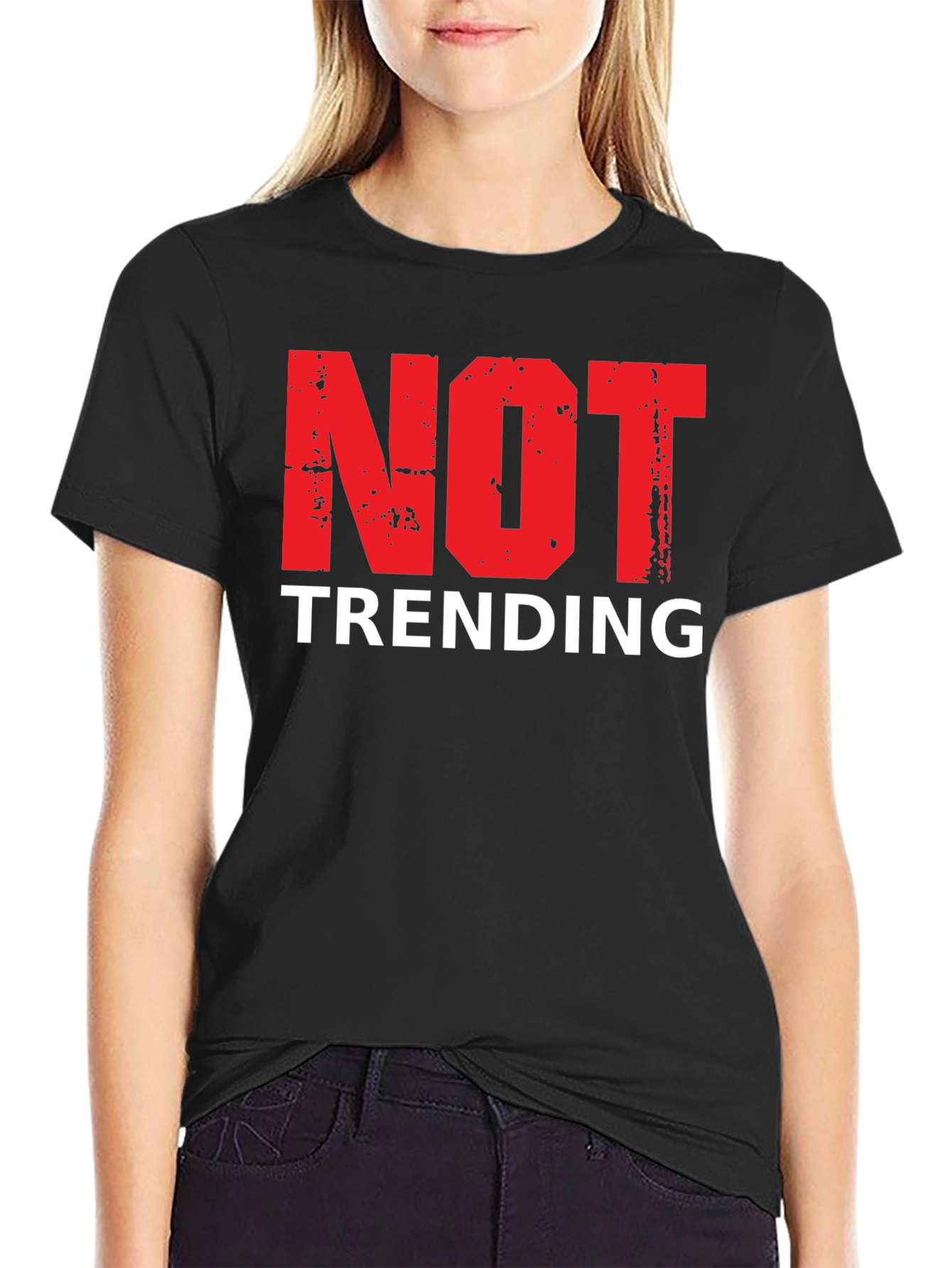 Not Trending Graphic Tee - Black Cotton