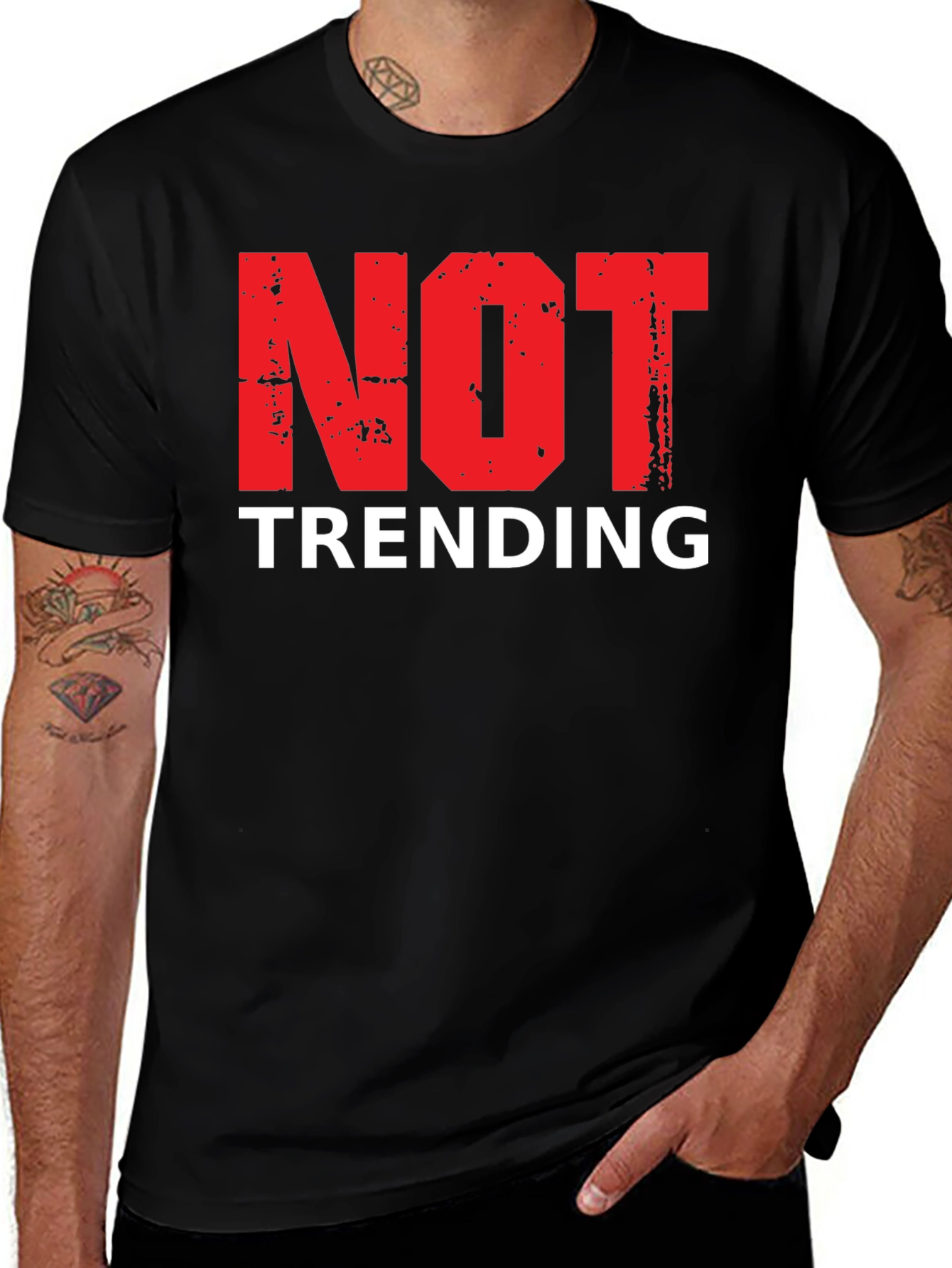 Not Trending Graphic Tee - Black Cotton