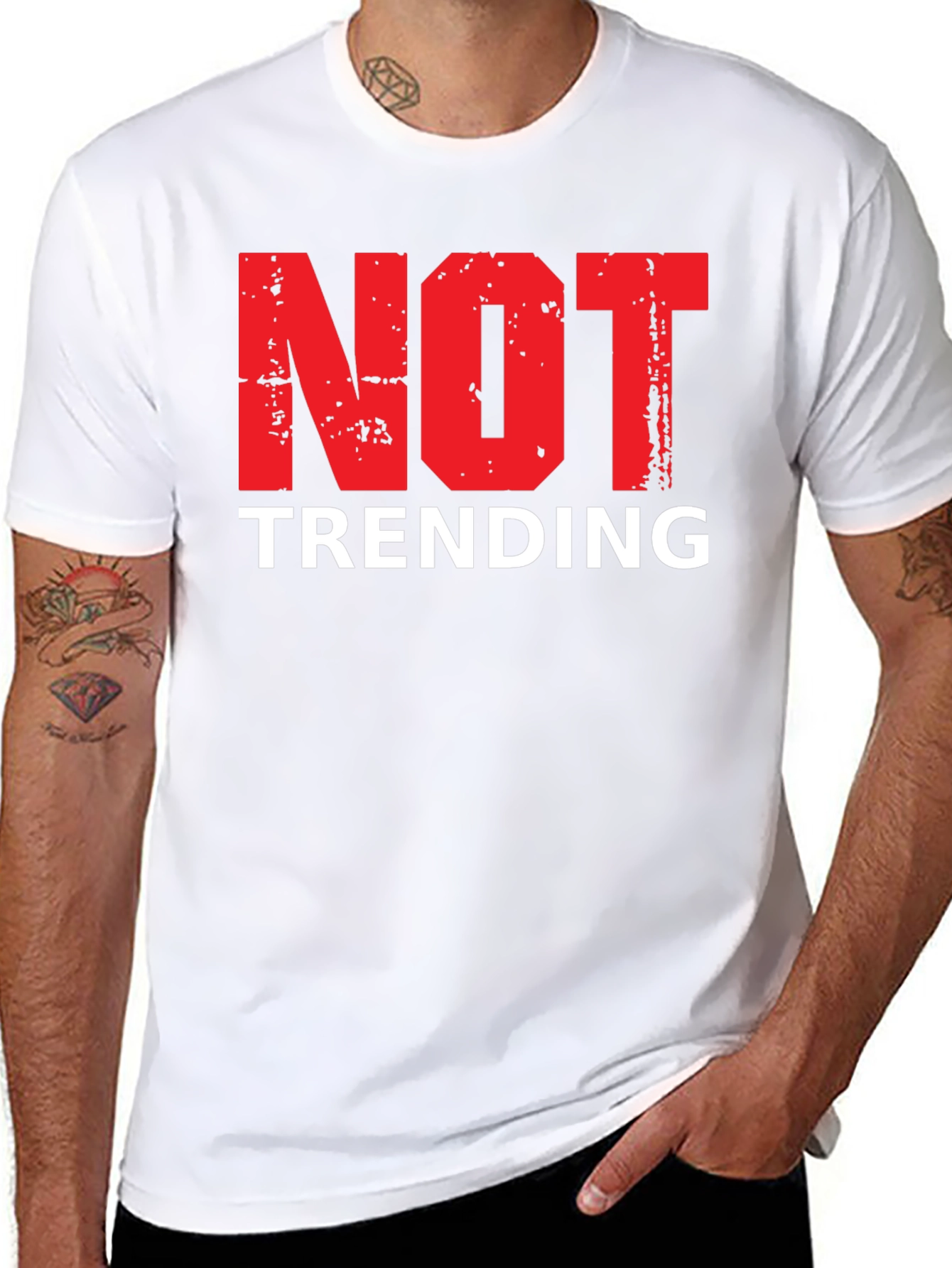 Not Trending Graphic Tee - Black Cotton