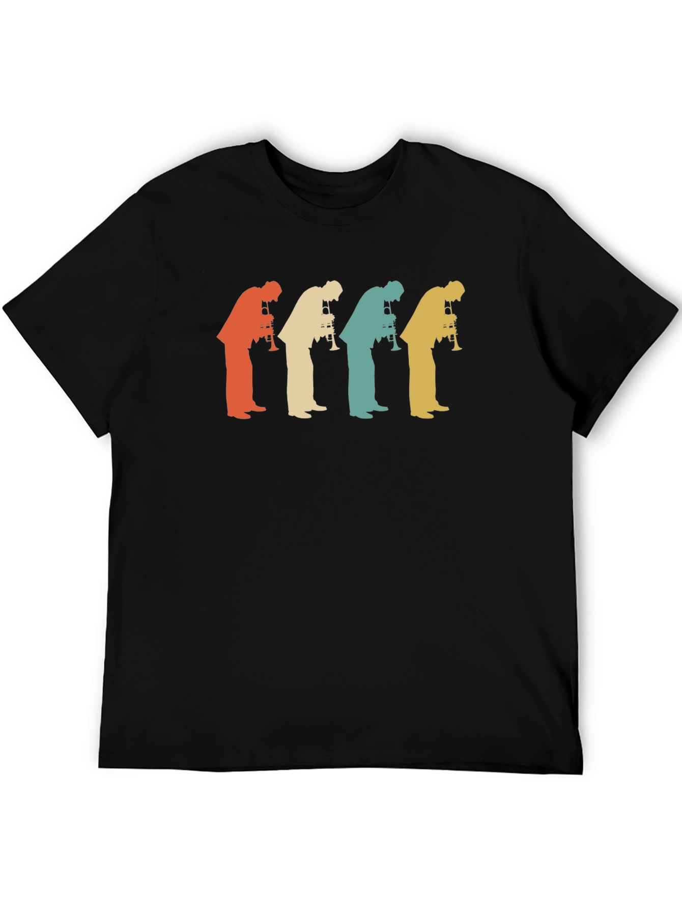 Retro Trumpet Player Graphic Tee - Black