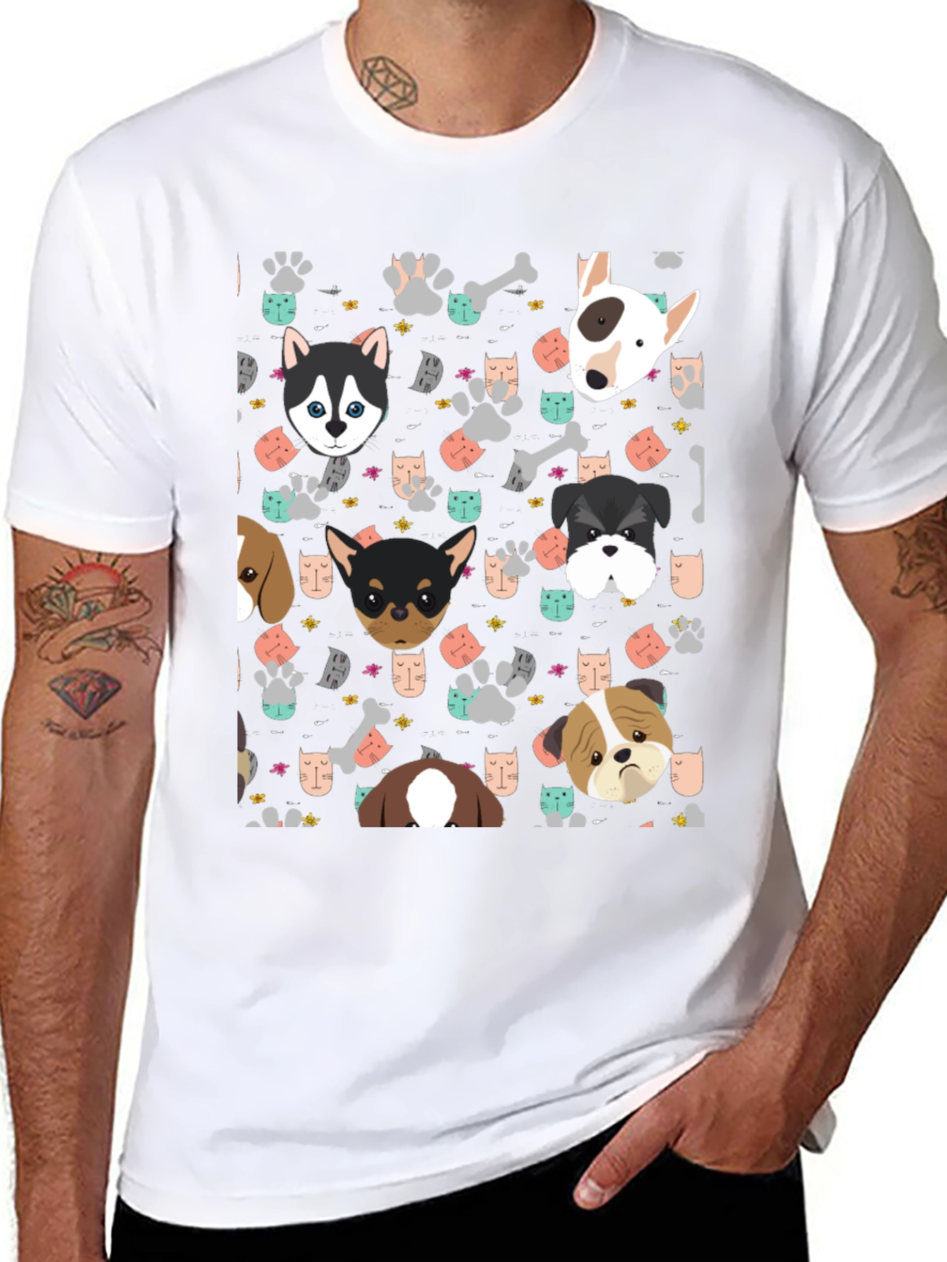 Dog Lovers Patterned T-Shirt