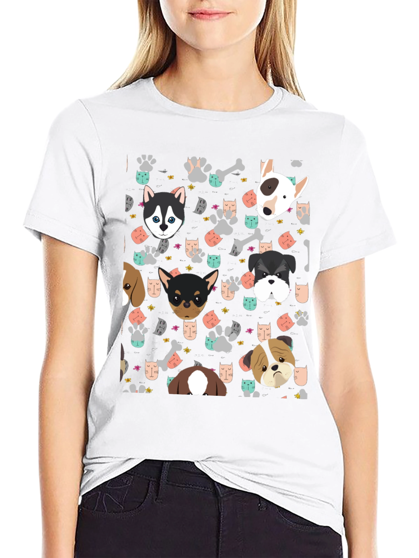 Dog Lovers Patterned T-Shirt