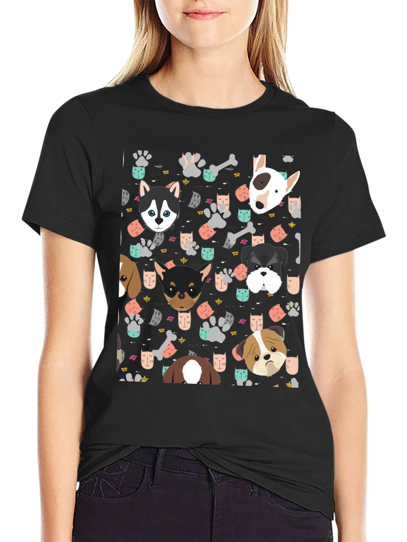 Dog Lovers Patterned T-Shirt