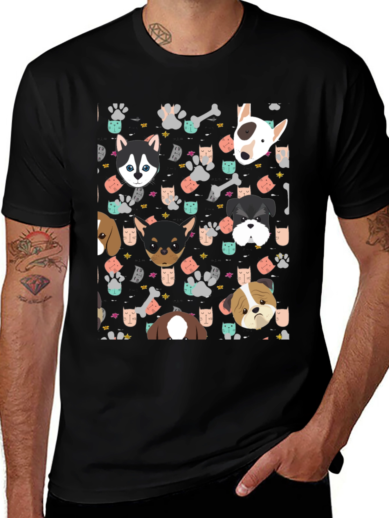 Dog Lovers Patterned T-Shirt