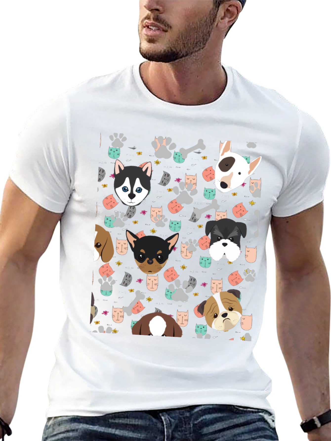 Dog Lovers Patterned T-Shirt
