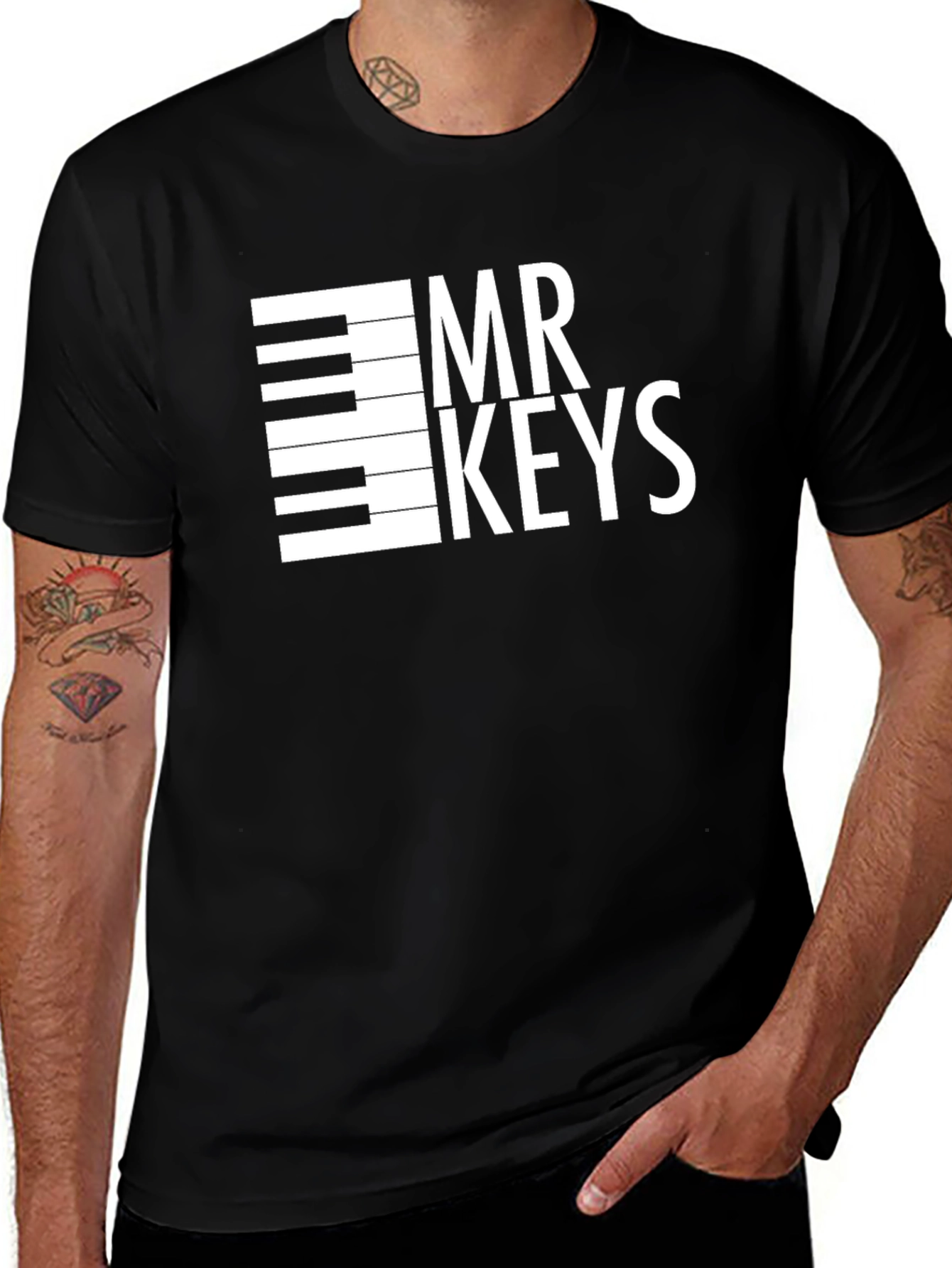Mr. Keys Graphic Tee - Black Musical Design